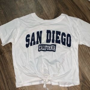 White cropped tied shirt